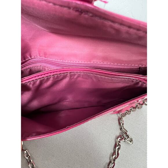 Kenneth Cole Reaction Hot Pink Handbag with Rhinestone Buckle Chain Strap - Picture 7 of 10